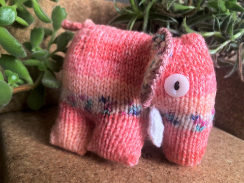 Knitted Elephant - Ruby